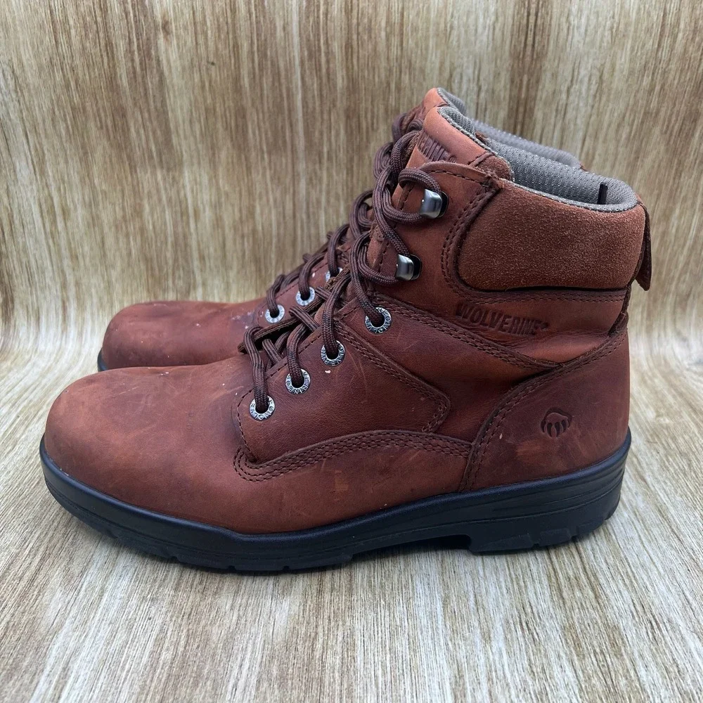 Wolverine Durashocks Men's‎ Size 8.5M Brown Leather Work Boots Shoes W02053